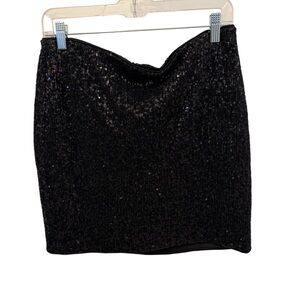 Express Black Sparkle Mini Skirt